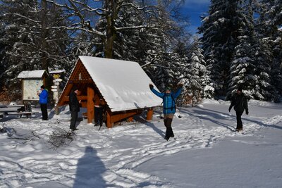 Rozcestí na vrcholu Lesista Wielka