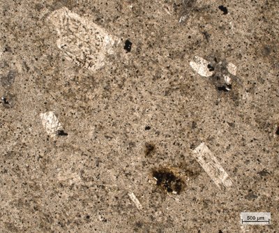 Silně alterovaný andezit