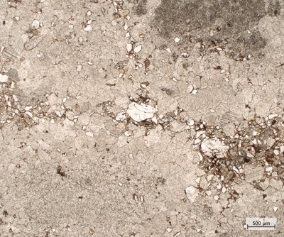 Poloha hrubšího středněkrystalického vápence se zrny křemene, živců a slíd