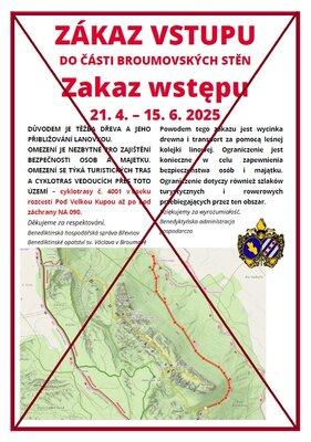 UKONČENÍ OMEZENÍ VSTUPU do části Broumovských stěn